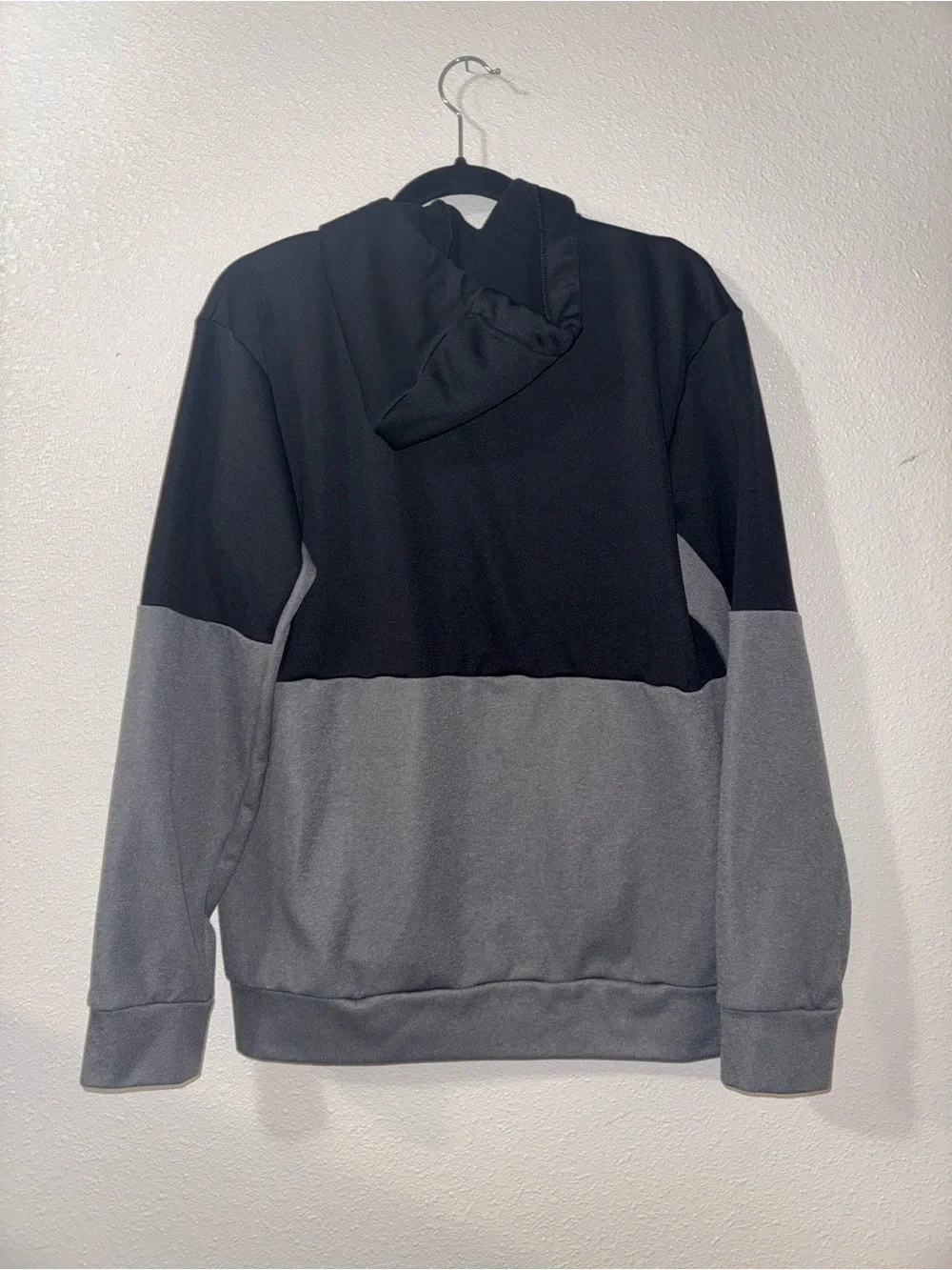 adidas Men’s Black and Gray Crewneck Hooded Sweater